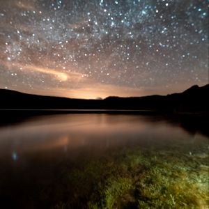 Preview wallpaper starry sky, milky way, lake, night