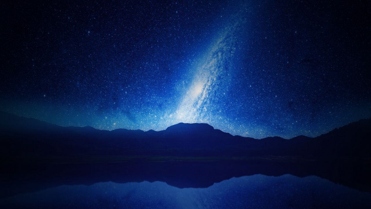 Wallpaper starry sky, milky way, mountains, night