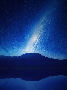 Preview wallpaper starry sky, milky way, mountains, night