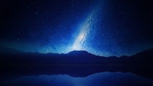 Preview wallpaper starry sky, milky way, mountains, night