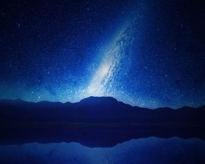 Preview wallpaper starry sky, milky way, mountains, night