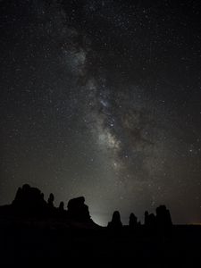 Preview wallpaper starry sky, milky way, mountains, stars