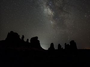 Preview wallpaper starry sky, milky way, mountains, stars