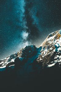 Preview wallpaper starry sky, milky way, mountains, night, stars, snowy