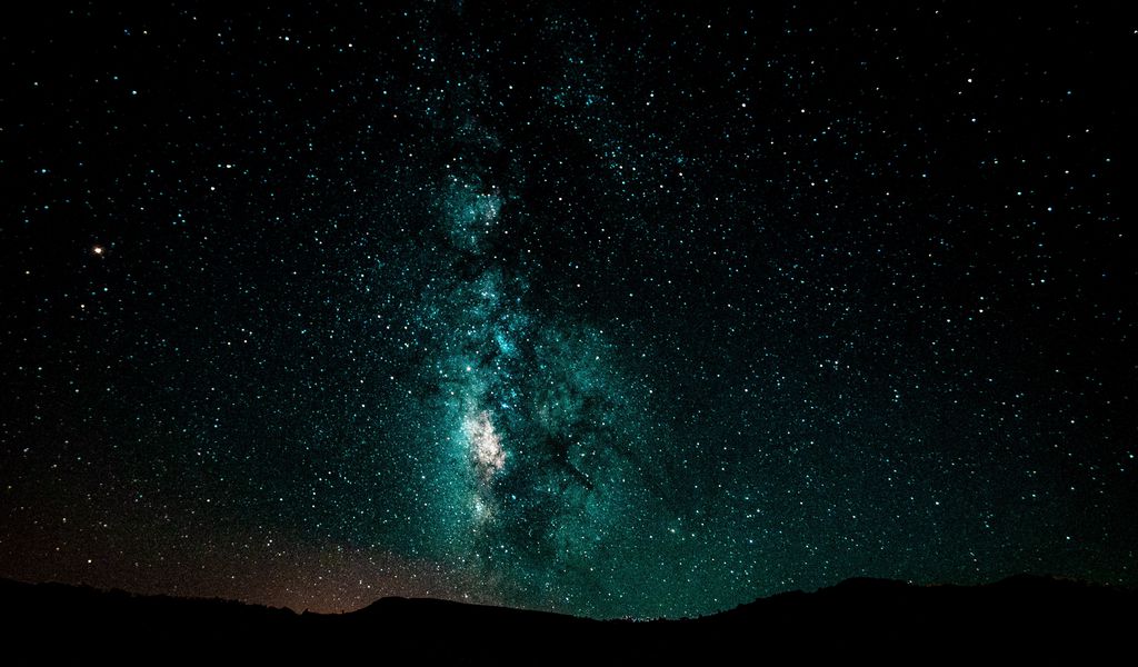 1024x600 Wallpaper starry sky, milky way, night, shining, galaxy