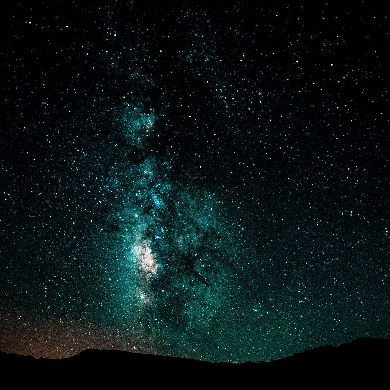 1280x1280 Wallpaper starry sky, milky way, night, shining, galaxy