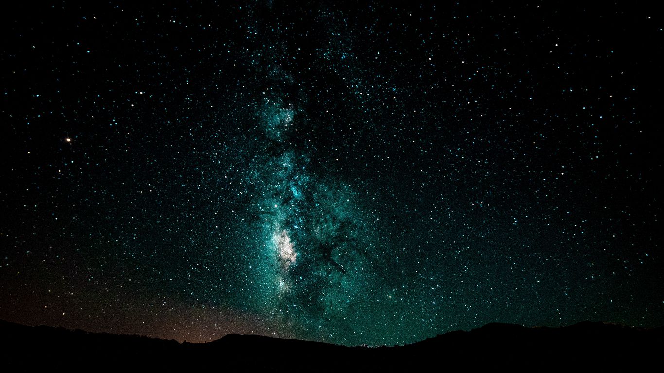 1366x768 Wallpaper starry sky, milky way, night, shining, galaxy
