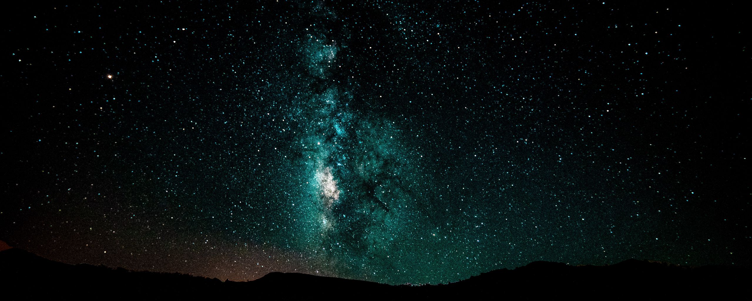 2560x1024 Wallpaper starry sky, milky way, night, shining, galaxy