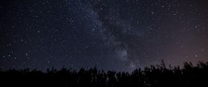 Preview wallpaper starry sky, milky way, night, trees, dark, shine