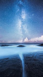 Preview wallpaper starry sky, milky way, shore, night