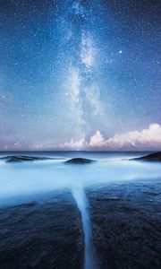 Preview wallpaper starry sky, milky way, shore, night