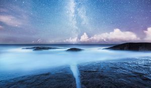 Preview wallpaper starry sky, milky way, shore, night