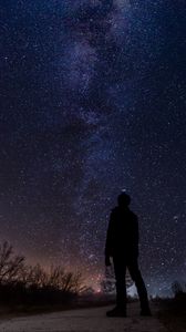 Preview wallpaper starry sky, milky way, silhouette, night, stars, observation