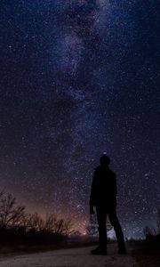 Preview wallpaper starry sky, milky way, silhouette, night, stars, observation