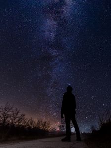 Preview wallpaper starry sky, milky way, silhouette, night, stars, observation