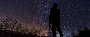 Preview wallpaper starry sky, milky way, silhouette, night, stars, observation