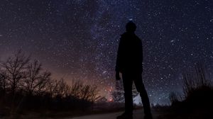 Preview wallpaper starry sky, milky way, silhouette, night, stars, observation