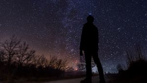 Preview wallpaper starry sky, milky way, silhouette, night, stars, observation