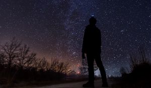 Preview wallpaper starry sky, milky way, silhouette, night, stars, observation