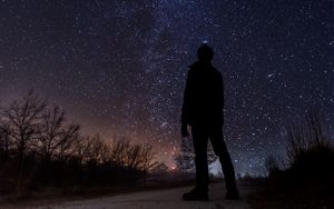 Preview wallpaper starry sky, milky way, silhouette, night, stars, observation