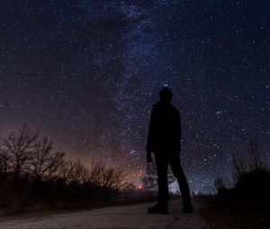 Preview wallpaper starry sky, milky way, silhouette, night, stars, observation