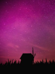 Preview wallpaper starry sky, mill, outline