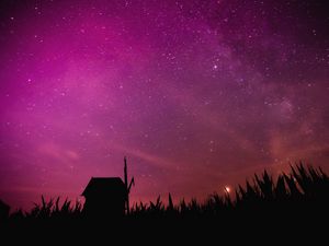 Preview wallpaper starry sky, mill, outline