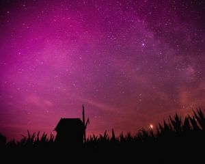 Preview wallpaper starry sky, mill, outline