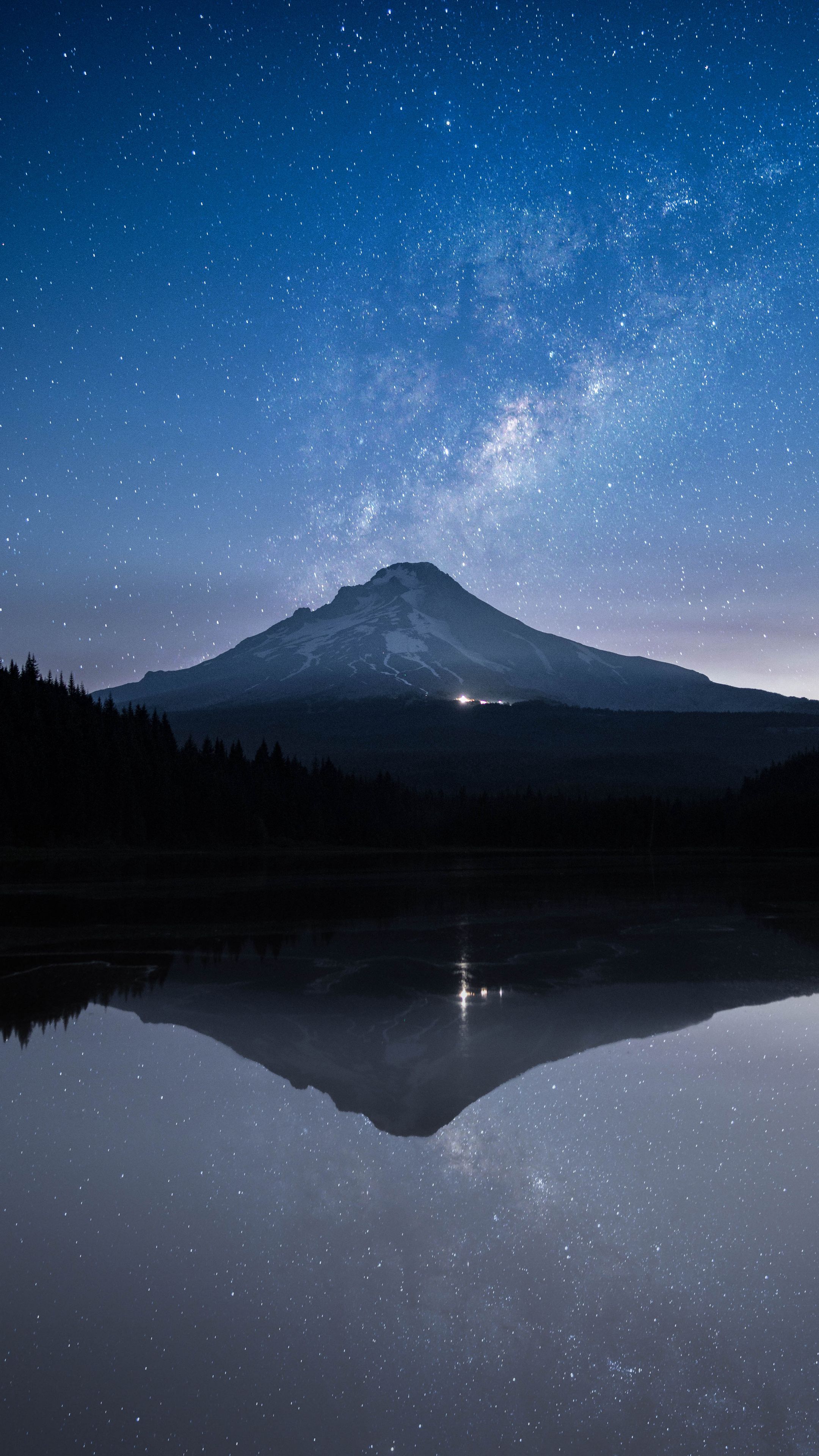 Download wallpaper 2160x3840 starry sky, mountain, stars, milky way