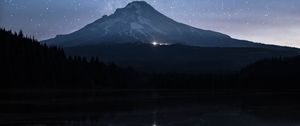 Preview wallpaper starry sky, mountain, stars, milky way, night, reflection
