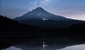 Preview wallpaper starry sky, mountain, stars, milky way, night, reflection
