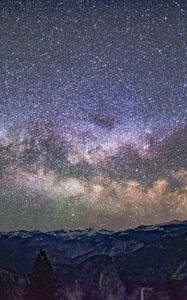 Preview wallpaper starry sky, mountains, galaxy, universe