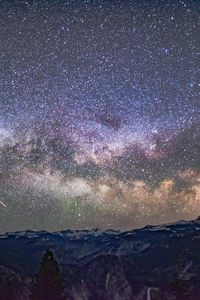 Preview wallpaper starry sky, mountains, galaxy, universe