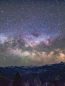Preview wallpaper starry sky, mountains, galaxy, universe