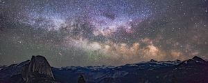 Preview wallpaper starry sky, mountains, galaxy, universe