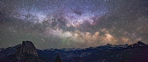 Preview wallpaper starry sky, mountains, galaxy, universe