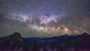 Preview wallpaper starry sky, mountains, galaxy, universe
