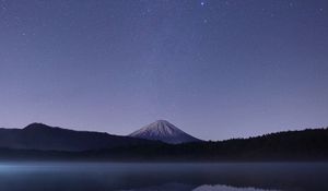 Preview wallpaper starry sky, mountains, horizon, night