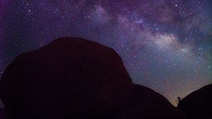 Preview wallpaper starry sky, mountains, night, stars, dark