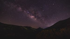 Preview wallpaper starry sky, mountains, night, milky way