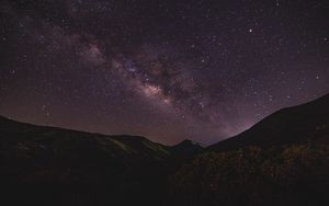 Preview wallpaper starry sky, mountains, night, milky way