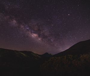 Preview wallpaper starry sky, mountains, night, milky way