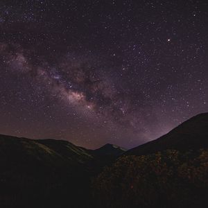 Preview wallpaper starry sky, mountains, night, milky way