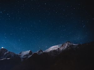 Preview wallpaper starry sky, mountains, night