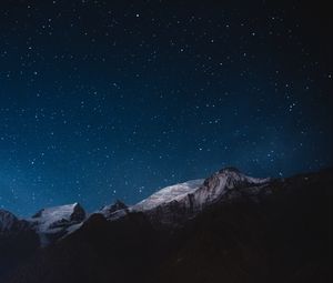 Preview wallpaper starry sky, mountains, night