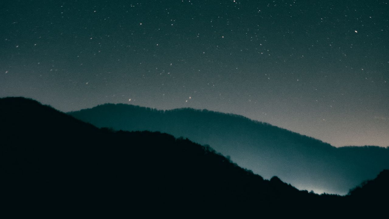 Wallpaper starry sky, mountains, night, radiance
