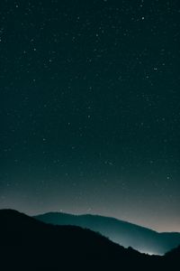 Preview wallpaper starry sky, mountains, night, radiance