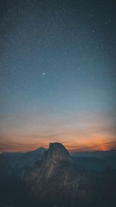 Preview wallpaper starry sky, mountains, night, summit, yosemite valley, united states