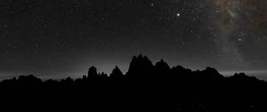 Preview wallpaper starry sky, mountains, outlines, night, dark, darkness