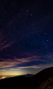 Preview wallpaper starry sky, mountains, stars, night